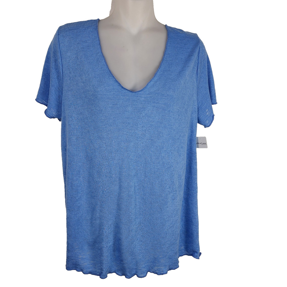 Wasabi + Mint Womens Scoop Neck T Shirt Size M Blue Rayon Spandex Stretch Soft